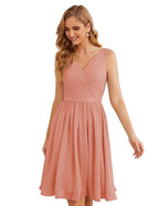 Baoleely V-Neck Bridesmaid Dresses Chiffon Short Knee Length Formal Prom Gowns for Women Party Homecoming  SEA28062