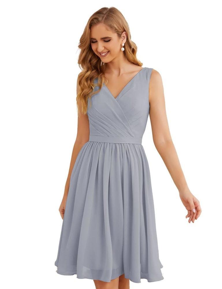 Baoleely V-Neck Bridesmaid Dresses Chiffon Short Knee Length Formal Prom Gowns for Women Party Homecoming  SEA28062