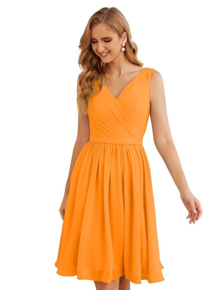 Baoleely V-Neck Bridesmaid Dresses Chiffon Short Knee Length Formal Prom Gowns for Women Party Homecoming  SEA28062