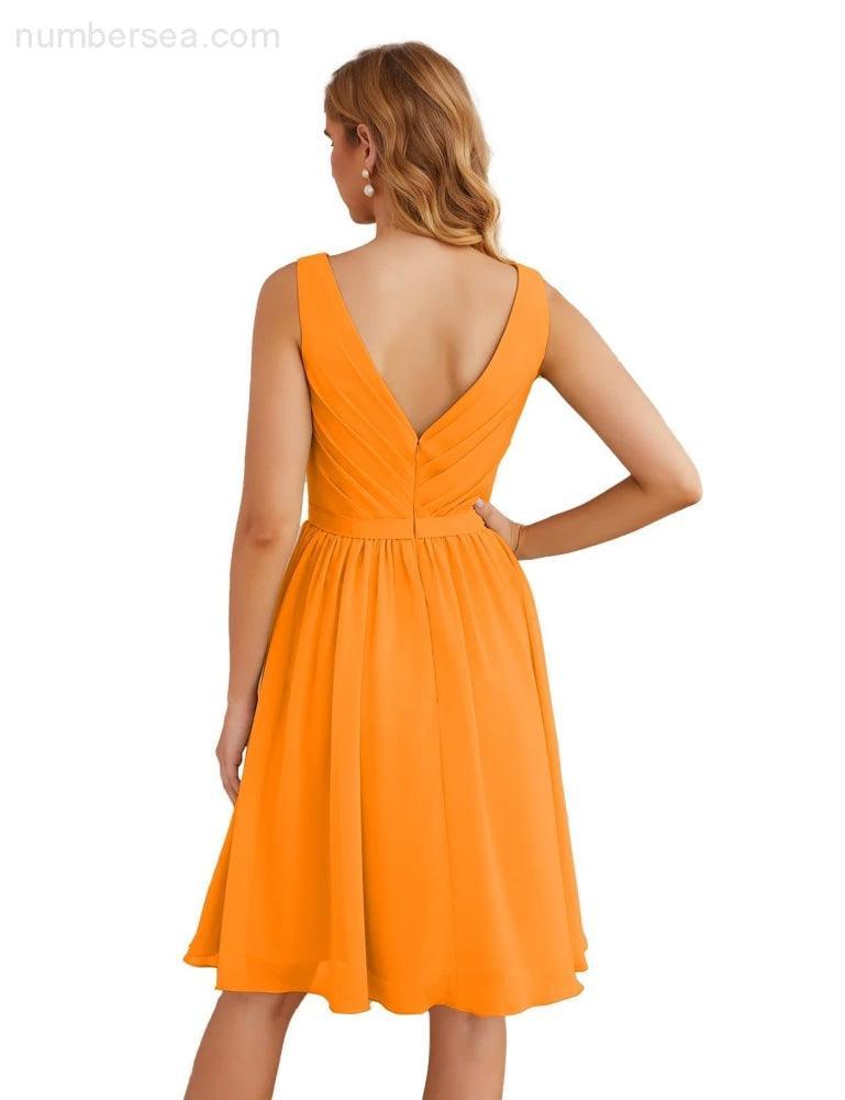Baoleely V-Neck Bridesmaid Dresses Chiffon Short Knee Length Formal Prom Gowns for Women Party Homecoming  SEA28062