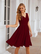 Baoleely V-Neck Bridesmaid Dresses Chiffon Short Knee Length Formal Prom Gowns for Women Party Homecoming  SEA28062