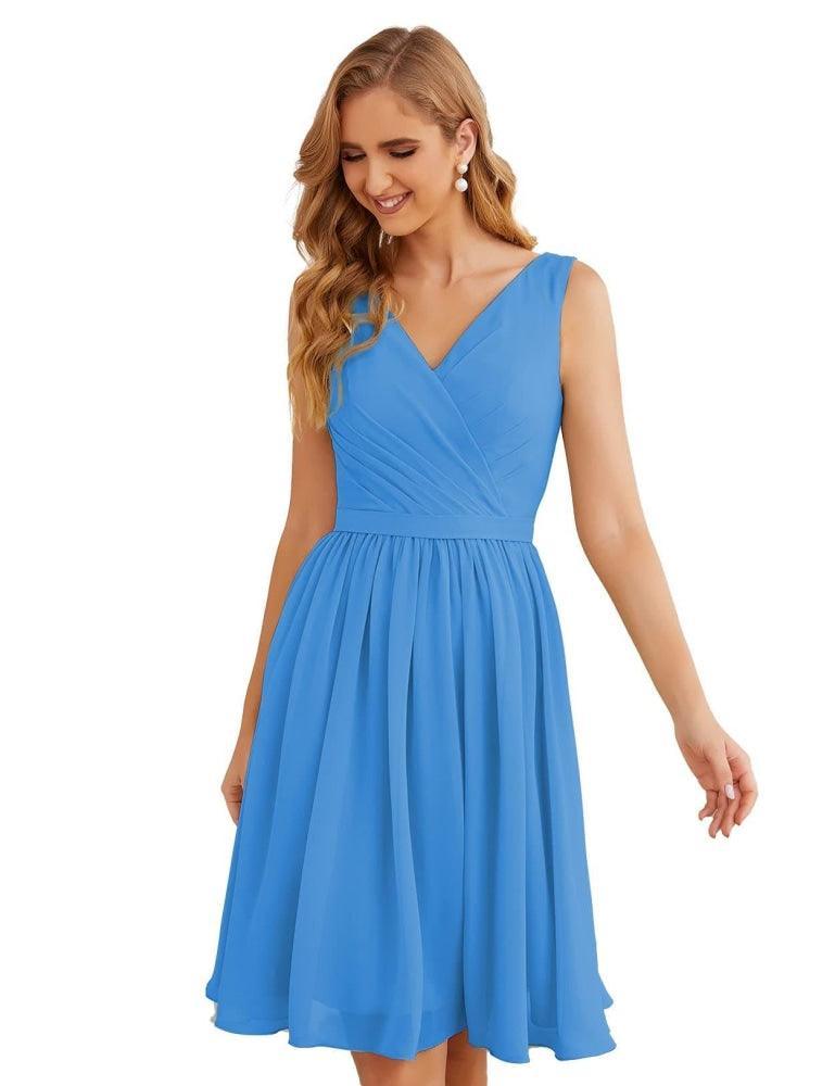 Baoleely V-Neck Bridesmaid Dresses Chiffon Short Knee Length Formal Prom Gowns for Women Party Homecoming  SEA28062