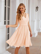 Baoleely V-Neck Bridesmaid Dresses Chiffon Short Knee Length Formal Prom Gowns for Women Party Homecoming  SEA28062