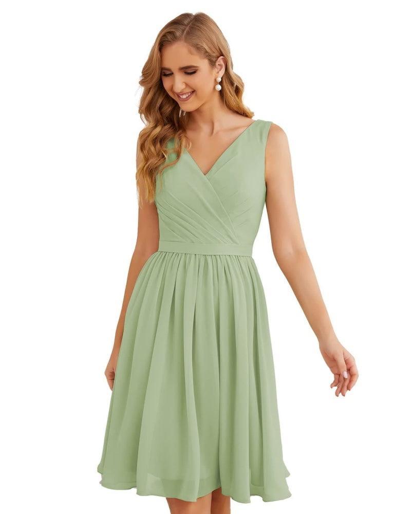 Baoleely V-Neck Bridesmaid Dresses Chiffon Short Knee Length Formal Prom Gowns for Women Party Homecoming  SEA28062