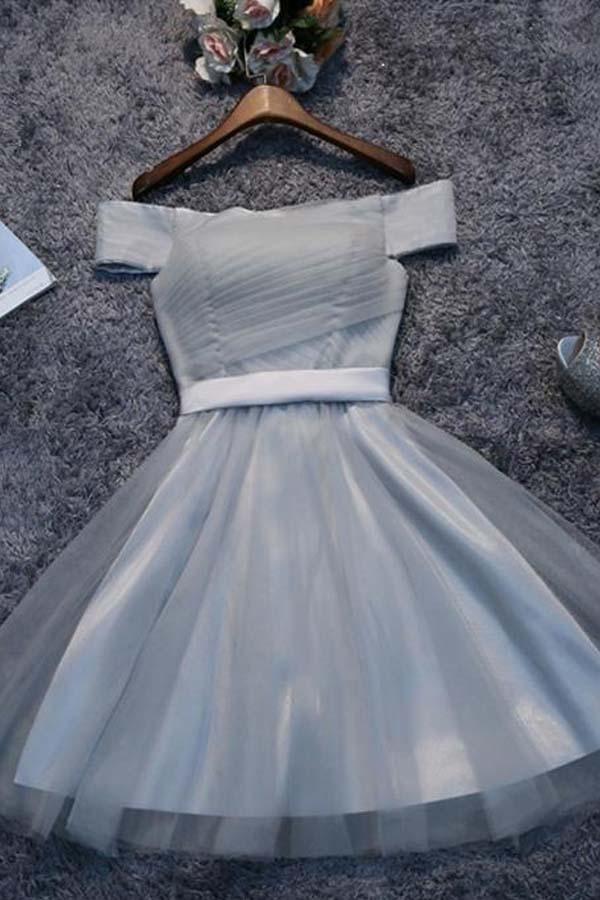 Off Shoulder Tulle Short Prom Dresses Homecoming Dresses