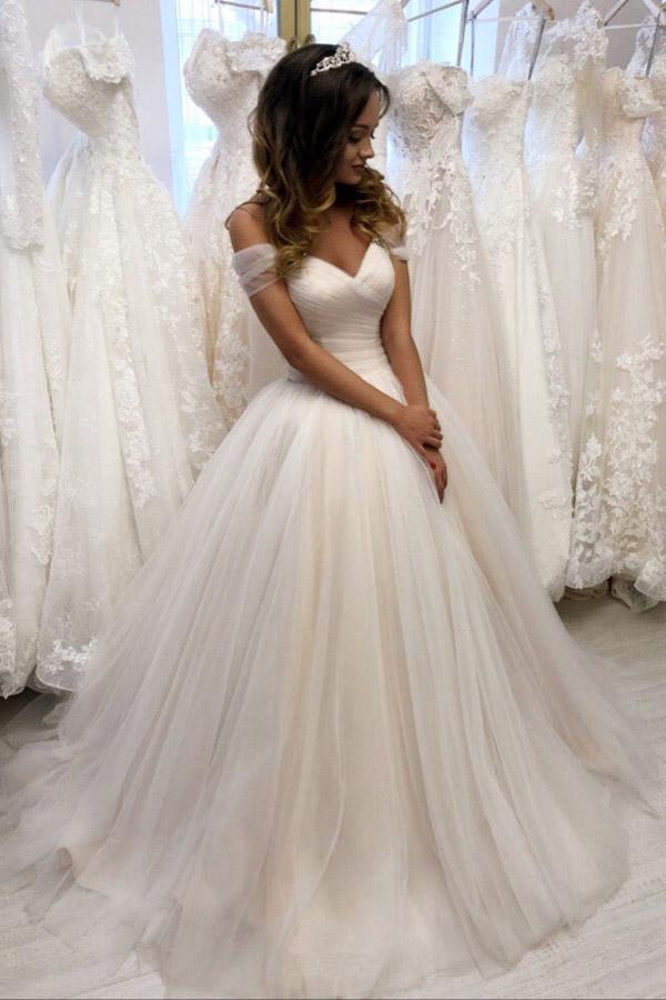 Off The Shoulder Tulle Sweetheart Wedding Dresses Bridal Gown