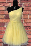 One Shoulder Chic Tulle Homecoming Dress Cute Graduation Dress