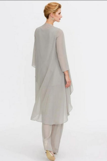 Pantsuit 3 Piece Suit Mother of the Bride Dress Plus Size Floor Length Chiffon