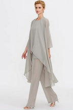 Pantsuit 3 Piece Suit Mother of the Bride Dress Plus Size Floor Length Chiffon