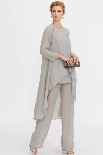 Pantsuit 3 Piece Suit Mother of the Bride Dress Plus Size Floor Length Chiffon