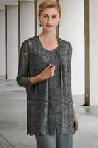 Pantsuit 3 Piece Suit Mother of the Bride Dress Plus Size With Lace