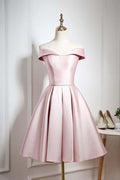 Pearl Off Shoulder Knee Length Party/Homecoming Dress with Ruffle