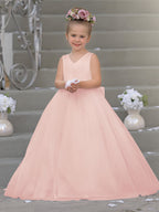 Timeless A-Line Sleeveless Satin and Tulle Flower Girl Dress
