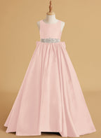 Ball-Gown/Princess Satin Sweep Train Flower Girl Dress