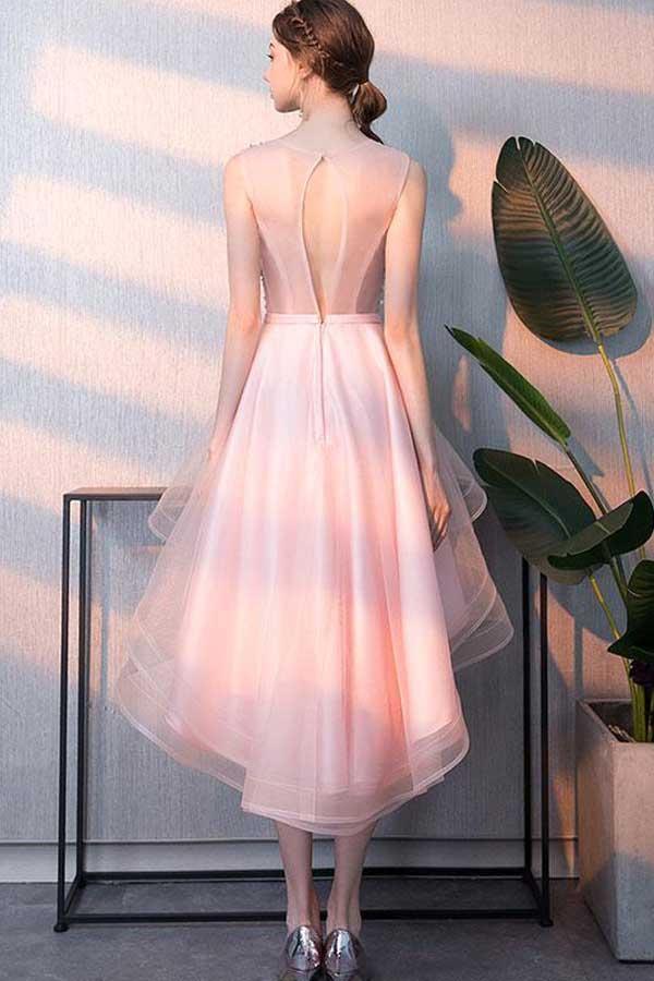 Tulle Sequin Short Prom Dress Pink Homecoming Dress