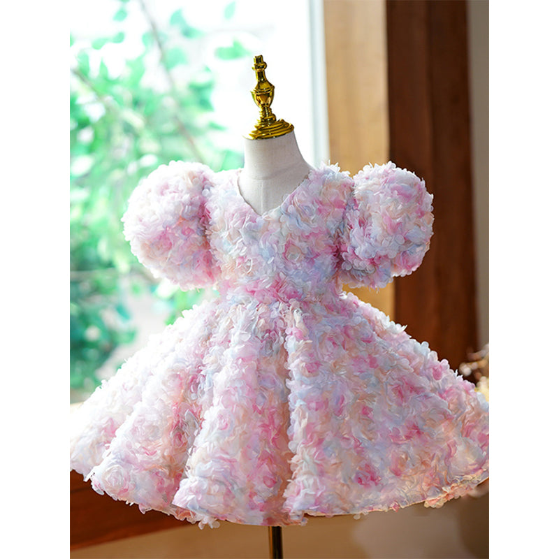 Baby Cute Girl Flowers Dress Toddler Pageant First Communion Princess Dress