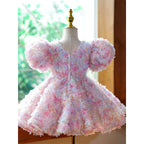 Baby Cute Girl Flowers Dress Toddler Pageant First Communion Princess Dress