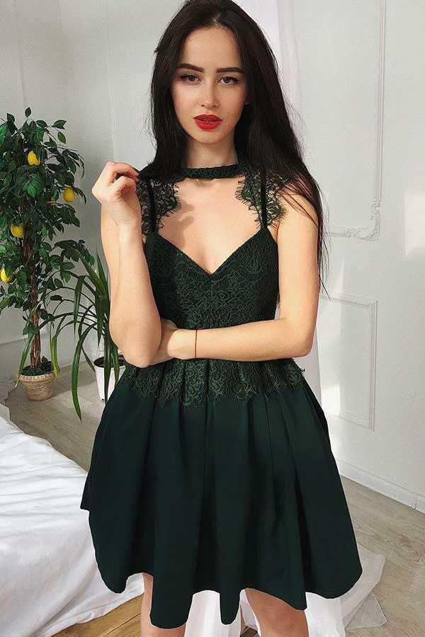 Pleated Cut Out Homecoming Prom Dress with Lace