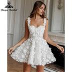 Sexy Sweetheart collar Spaghetti Straps Full Lace Short Wedding Dress Boho Bridal Gown 2025