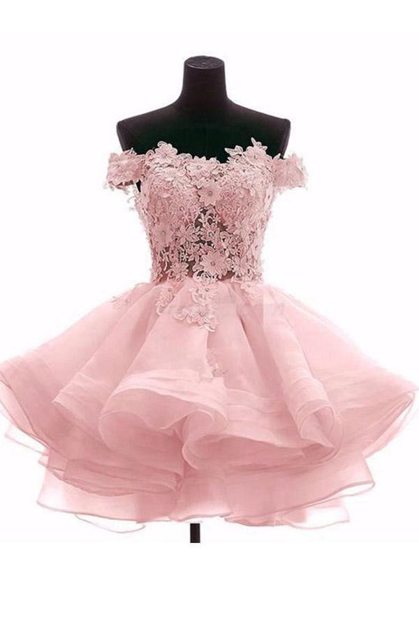 Pretty Off Shoulder Organza Short Homecoming Dresses