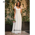 NumberSea Western Country Wedding Dresses Lace Chiffon Modest Long Bohemian Bridal Gowns Plus Size Robe de mariée en dentelle