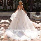 NumberSea Traugel Chic Scoop A Line Lace Wedding Dresses Elegant Applique Cap Sleeve Button Bride Dress Court Train Bridal Gown Plus Size