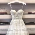NumberSea  Trouwjurk Sexy A Line Wedding Dress Spaghetti Straps Vintage Lace Applique Beaded Off White Tulle Mariage Long Bridal Dress