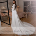 NumberSea Vestidos Boho Bridal Long Sleeve Wedding Dresses A Line  Robe Longue Simple Beach Chiffon Long Wedding Gowns Deep V-neck