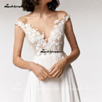 NumberSea Simple Beach Wedding Dress cap sleeves Robe Longue Femme  Sexy Bohemian Bridal Dress Backless