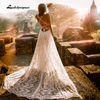 NumberSea Vestido Summer Boho Wedding Dresses Criss-cross Strap Floral Embroidery Bodice Lace Beach Sexy Simple Wedding Bridal Gown