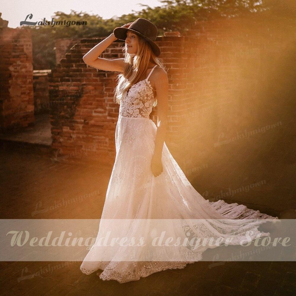 NumberSea Vestido Summer Boho Wedding Dresses Criss-cross Strap Floral Embroidery Bodice Lace Beach Sexy Simple Wedding Bridal Gown