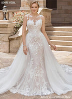 NumberSea Wedding Dress Mermaid Lace Sweetheart Neckline Spaghetti  2 in 1 Backless With For Party Plus Size Bride Gown Vestidos De Novia