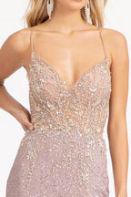 Prom Long Spaghetti Strap Sequins Formal Dress