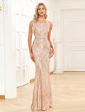 Mermaid / Trumpet Evening Gown Sparkle Dress Prom Formal Evening Floor Length Sleeveless Jewel Neck Sequined with Sequin