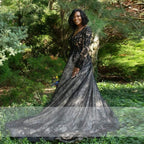 NumberSea Puffy Plus Size Black Wedding Dress Long Sleeve