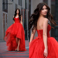 NumberSea Red Short Wedding Dresses for Bride Long Train