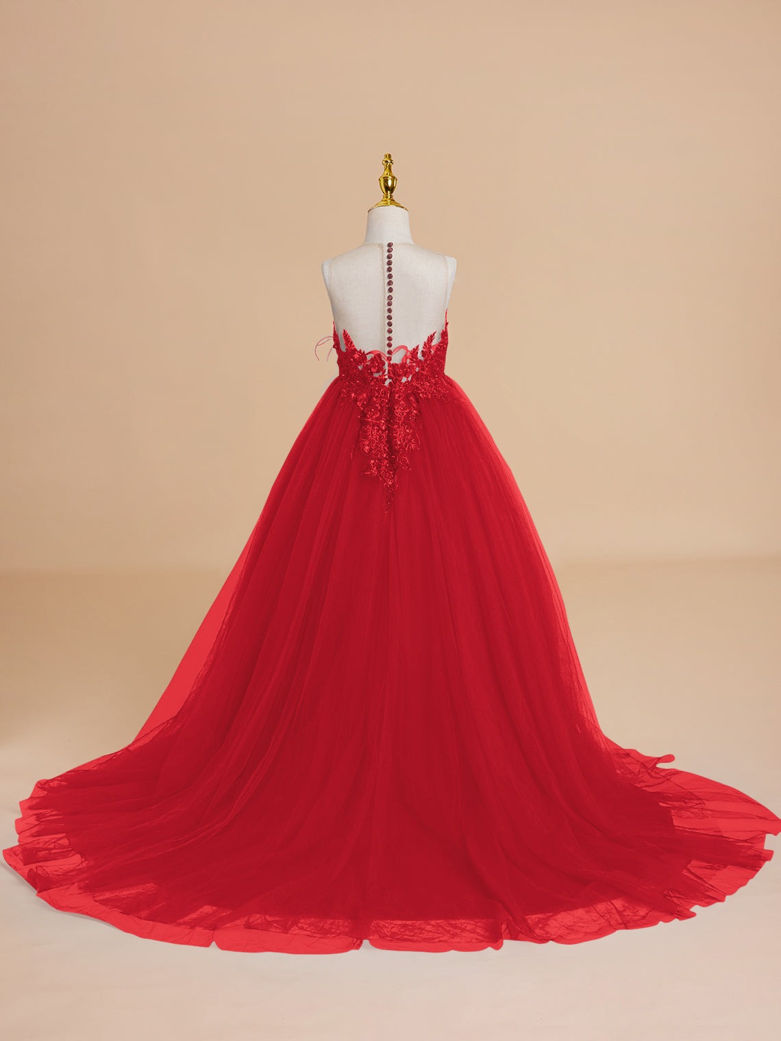Ball-Gown/Princess Tulle Sweep Train Flower Girl Dress