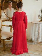 A-line Chiffon Floor-length Ivory First Communion Dress