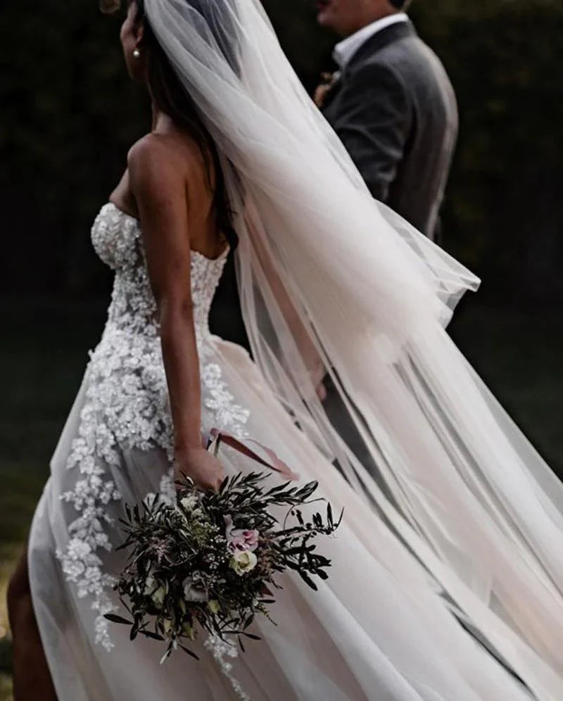 Romantic Sweetheart Wedding Dress Bohemio Bridal Gowns With 3D Lace