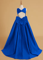 Ball-Gown/Princess Satin Sweep Train Flower Girl Dress