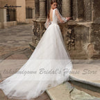 NumberSea Satin Wedding Dress Puffy Sleeves Sexy Birdal Princess