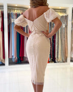 Sequins Short Prom Dress Split Ball DressesOff-the-Shoulder
