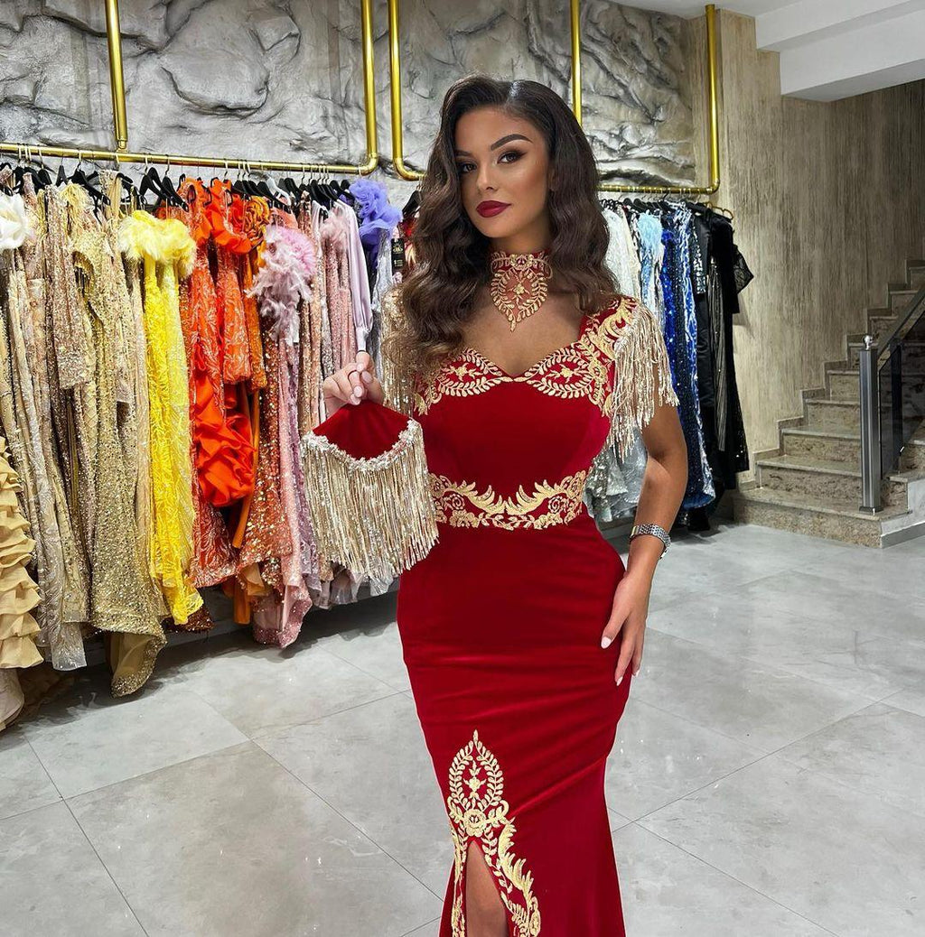 Sexy Floor Length Sweetheart Sleeveless Mermaid Ruby Prom Dress with Split