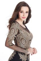 Sexy Lace Appliques Long Sleeves Mermaid Prom Dresses