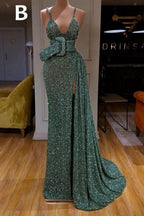 Sexy Long Mint Green Sequins Prom Dress Mermaid