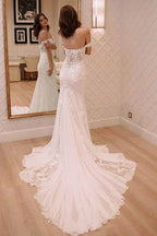 Sexy Off Shoulder Appliqued Beach with Court Train  Elegant Wedding Dresses