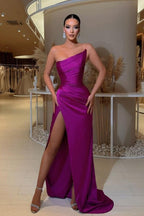 Sexy Simple Long Mermaid Sleeveless Evening Dresses With Slit