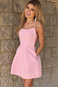 Sexy Spaghetti Straps Short Homecoming Dress with Pockets