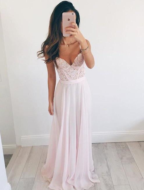 V-neck Chiffon Long Long Prom Dresses, Sleeveless Evening Dress