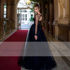 NumberSea Sheer Illusion Gothic Black Wedding Dress Long Bridal